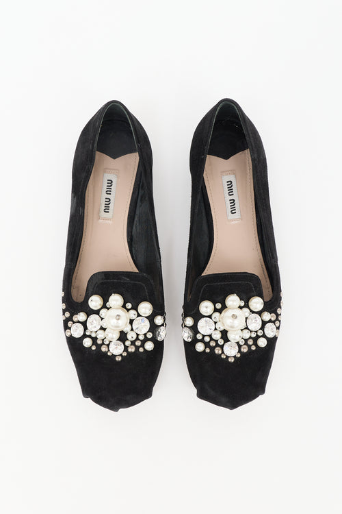Miu Miu Suede Embellished Flat