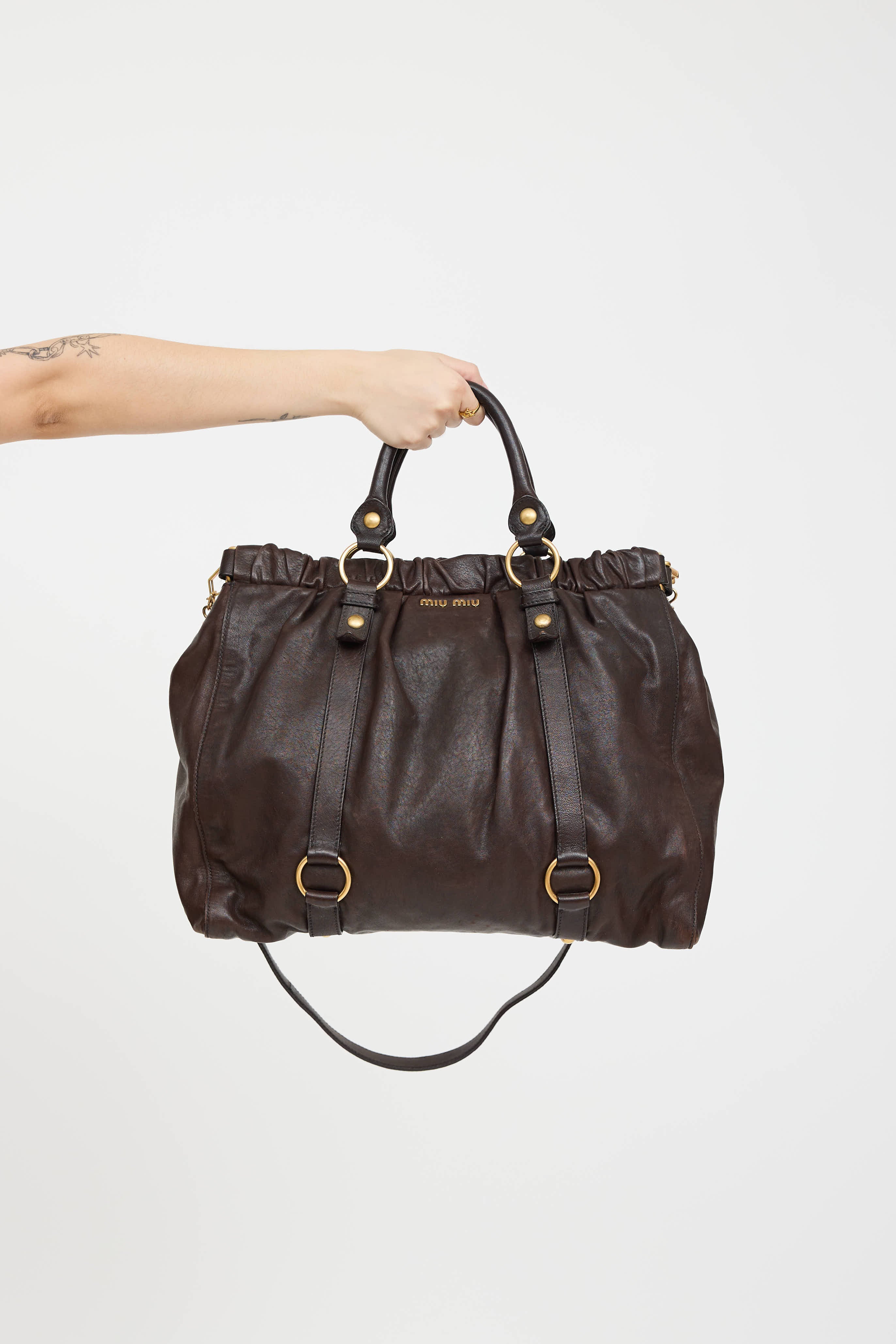 Miu Miu Vitello Gathered Tote Bag