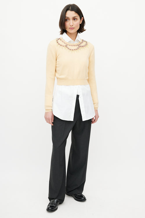 Miu Miu Yellow & Multicolour Wool Jewel Sweater