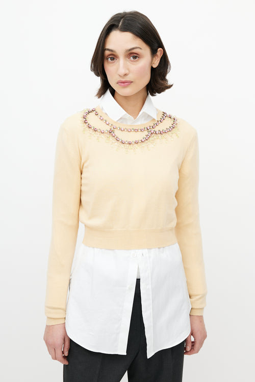 Miu Miu Yellow & Multicolour Wool Jewel Sweater