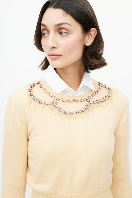 Miu Miu Yellow & Multicolour Wool Jewel Sweater