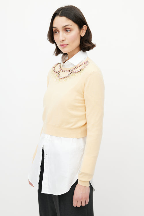 Miu Miu Yellow & Multicolour Wool Jewel Sweater