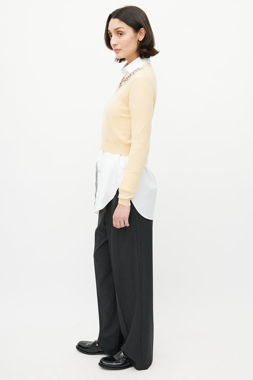 Miu Miu Yellow & Multicolour Wool Jewel Sweater