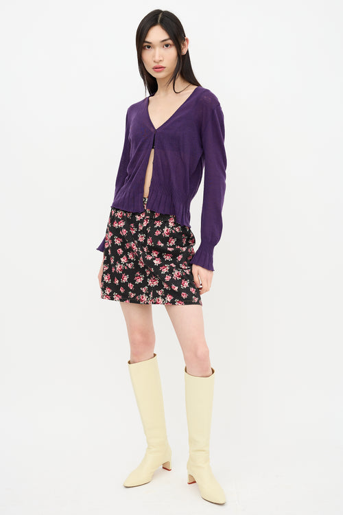 Miu Miu 2016 Denim Floral Skirt