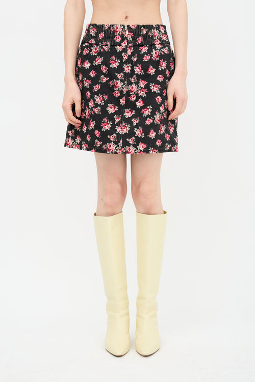 Miu Miu 2016 Denim Floral Skirt