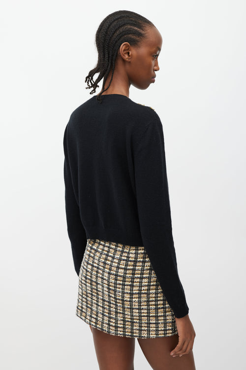 Miu Miu Black & Multicolour Crystal & Star Embellished Cardigan
