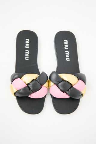 Miu Miu Braided Leather Slide