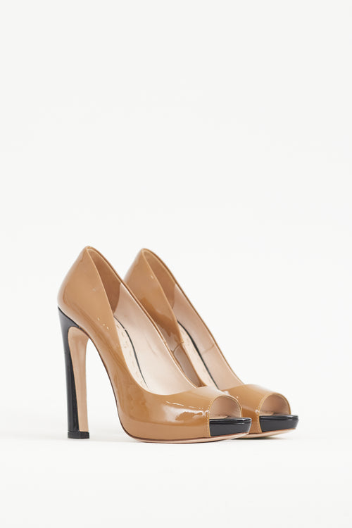Miu Miu Brown & Black Patent Leather Pump