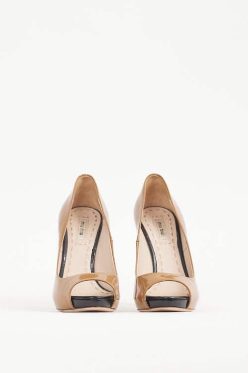 Miu Miu Brown & Black Patent Leather Pump