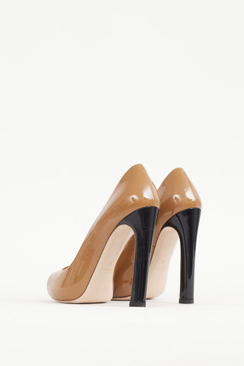 Miu Miu Brown & Black Patent Leather Pump