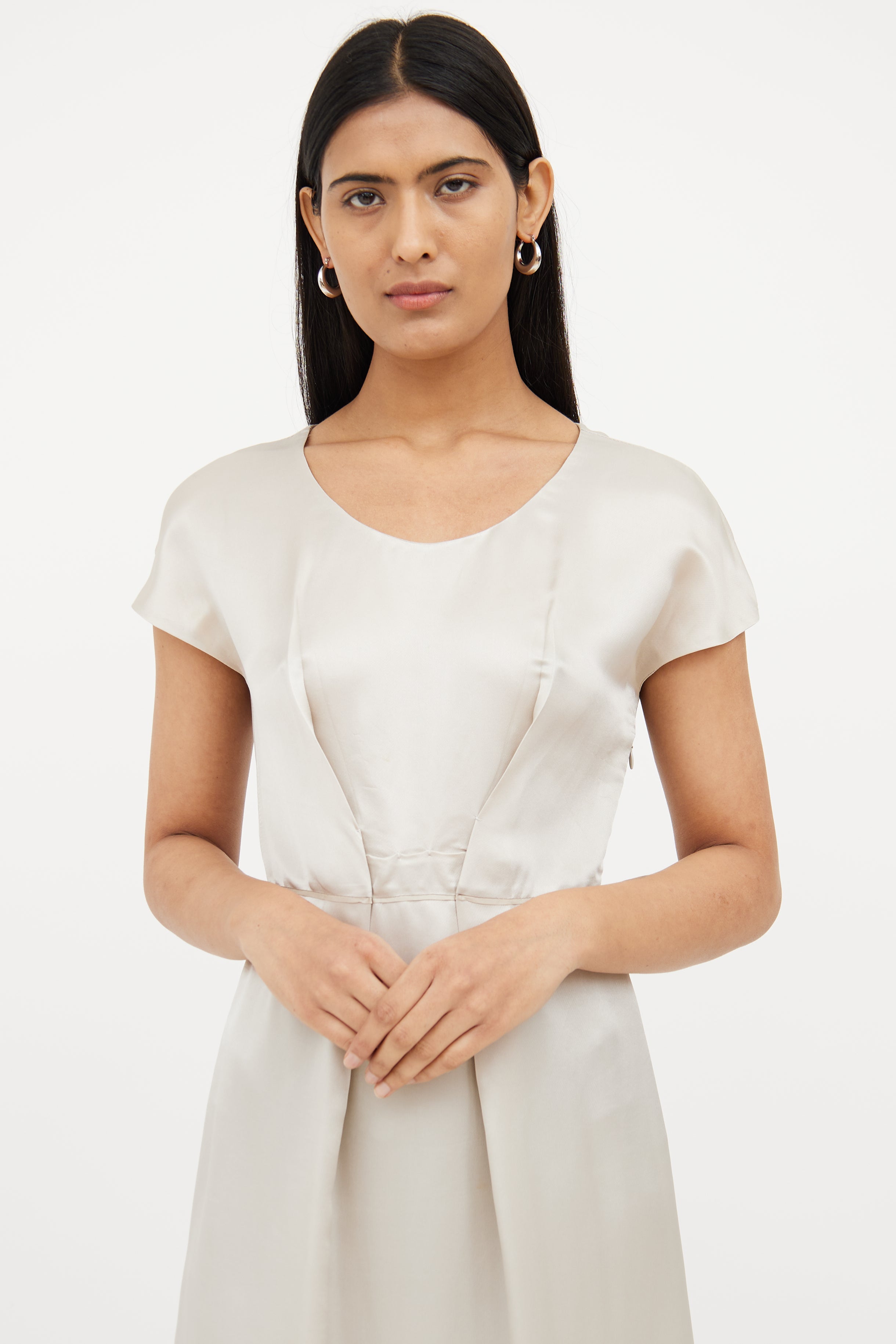 Miu Miu Beige Silk Blend Mini Dress
