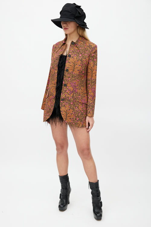 Miu Miu Fall 2012 Pink & Brown Floral Blazer