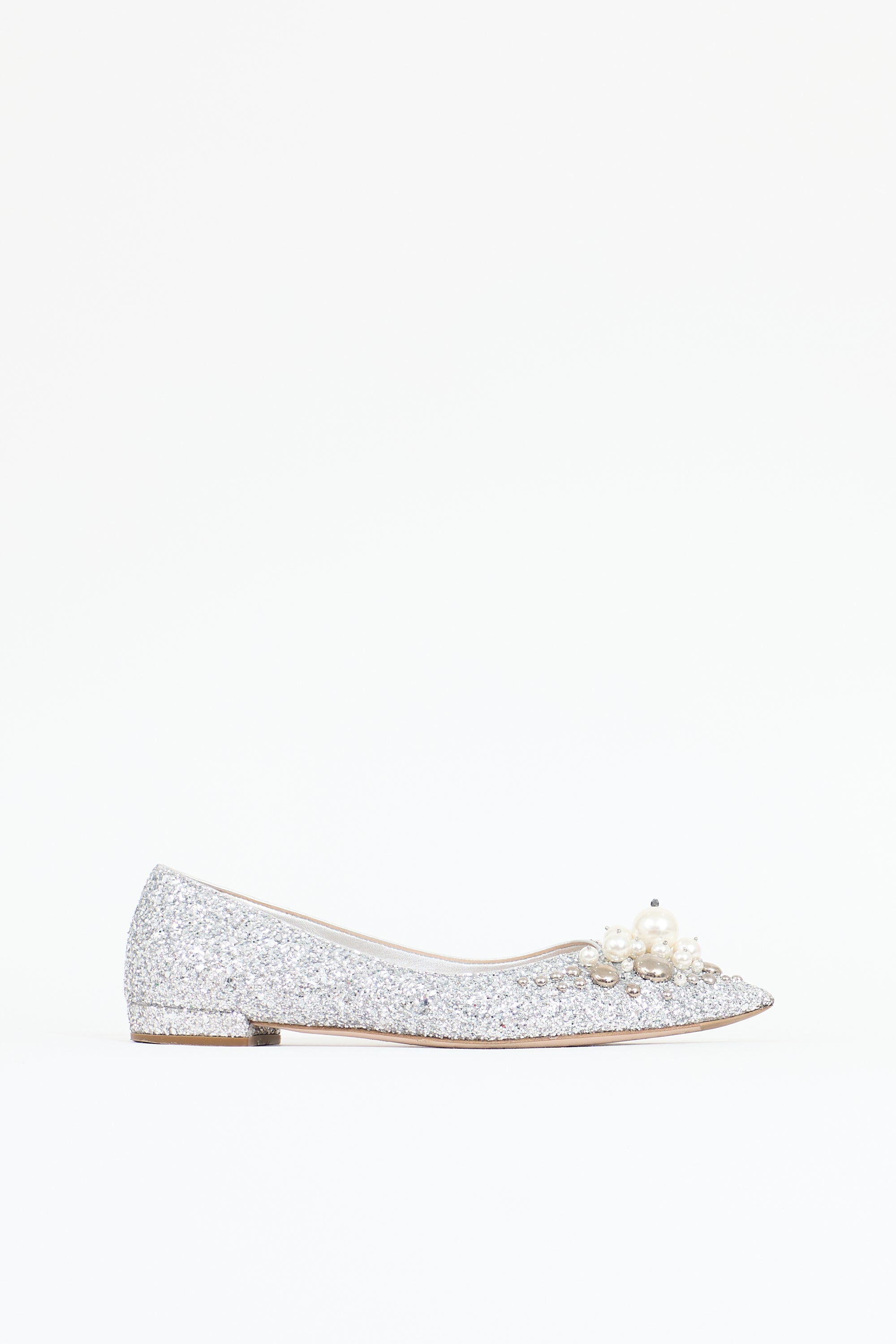 Miu Miu Glitter Embellished Flat