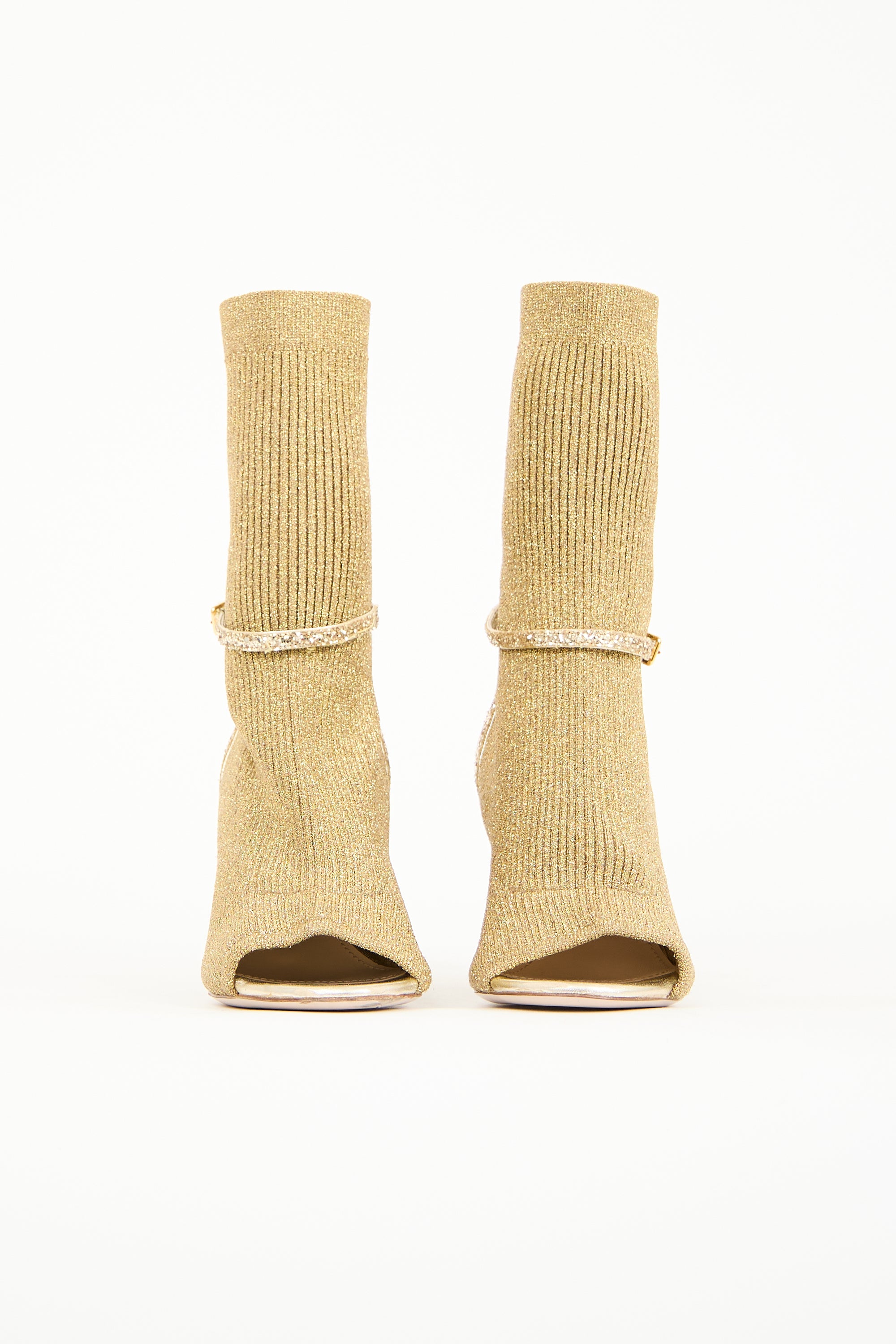 Miu Miu Glitter Open Toe Sock Boot