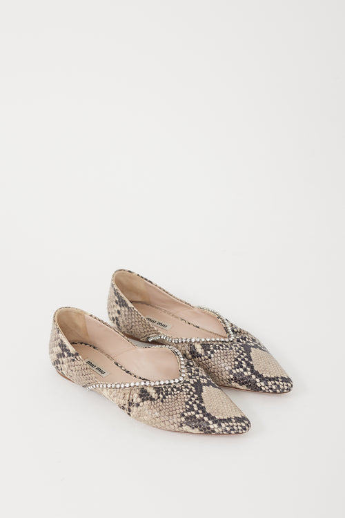 Miu Miu Grey & Black Textured Flat