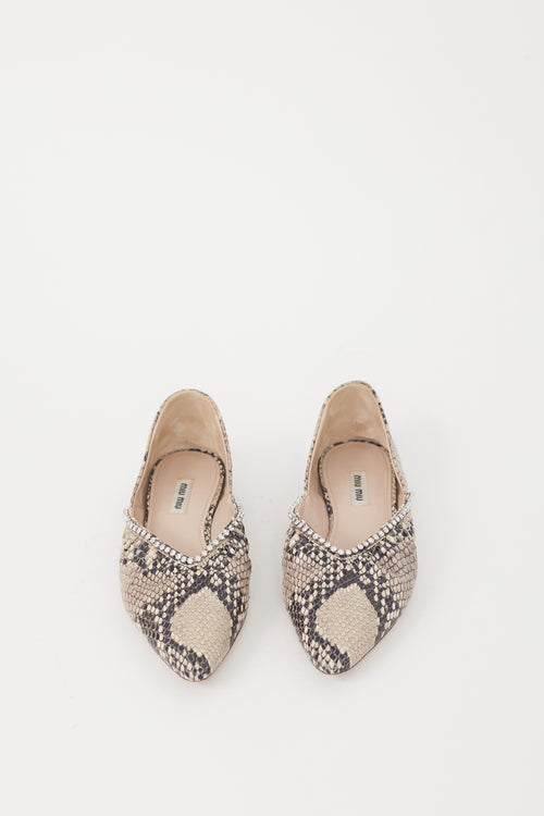 Miu Miu Grey & Black Textured Flat