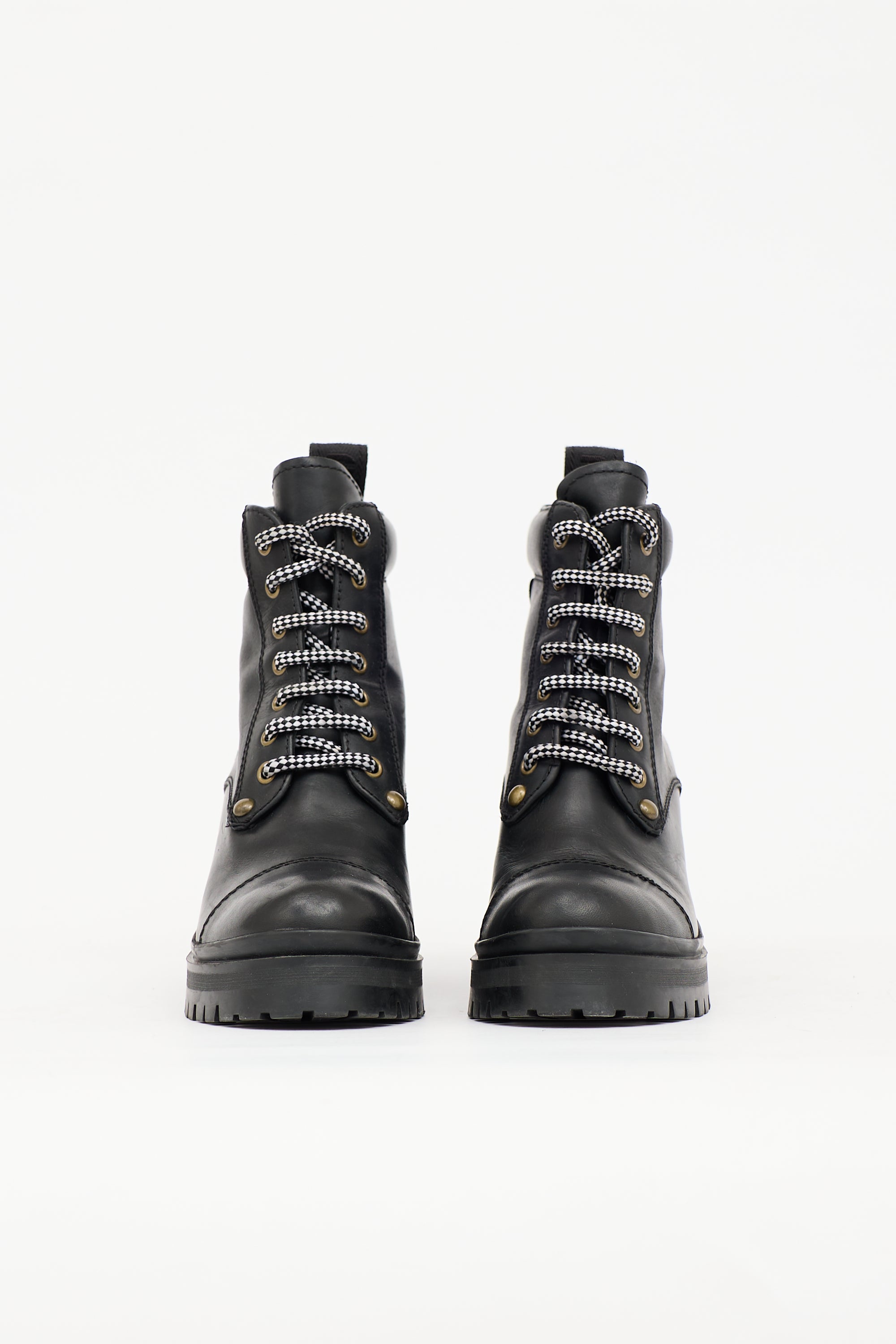 Miu Miu Leather Combat Boot