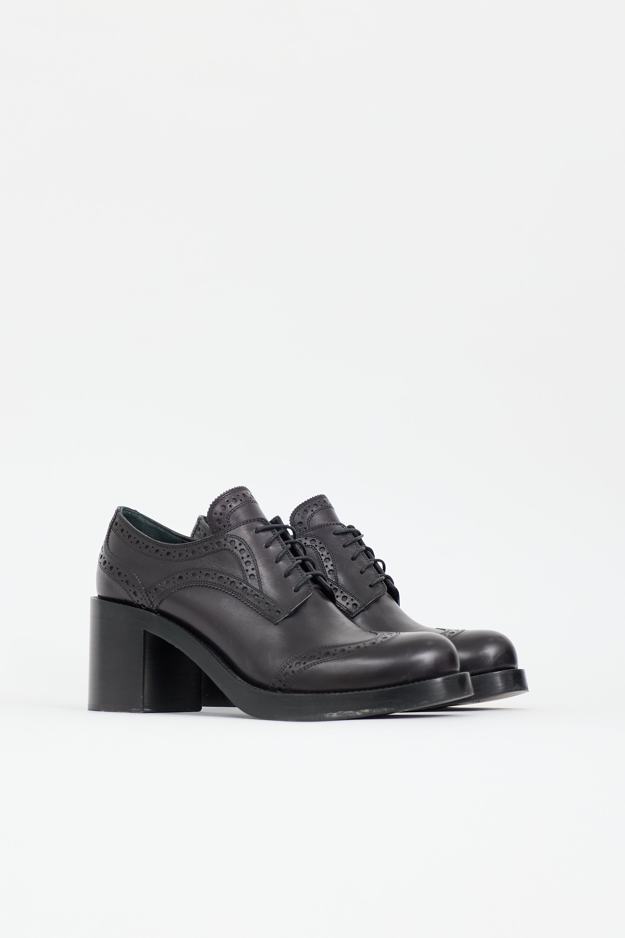 Miu Miu Leather Heeled Brogue