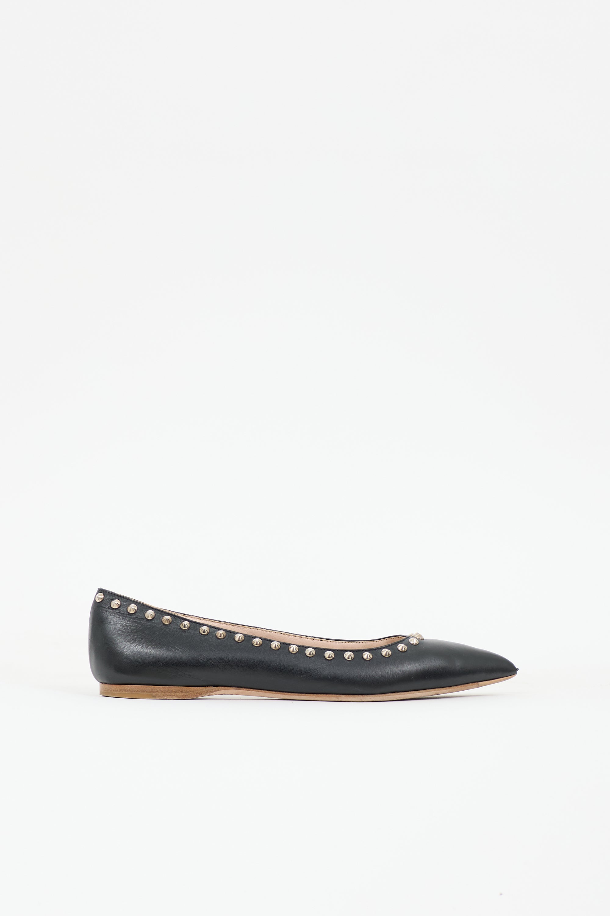 Miu Miu Leather Studded Ballet Flat