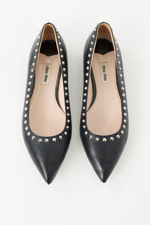Miu Miu Leather Studded Ballet Flat