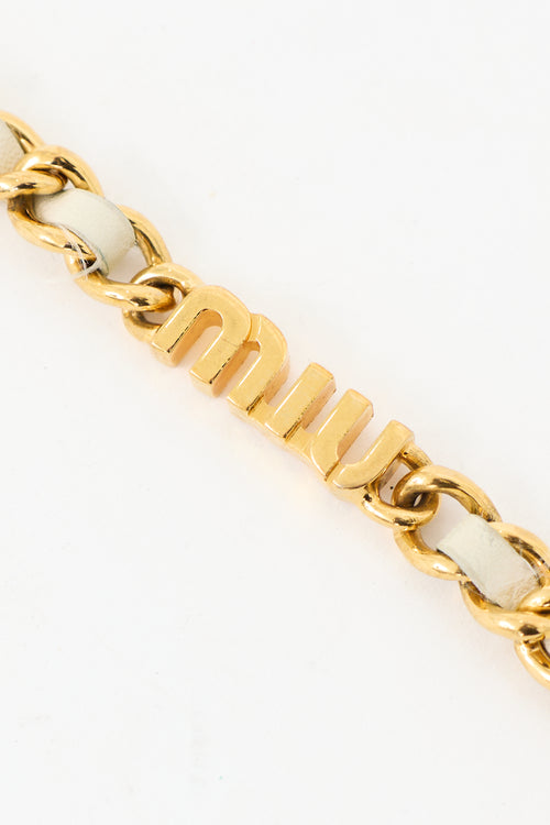 Miu Miu Leather & Chain Link Belt
