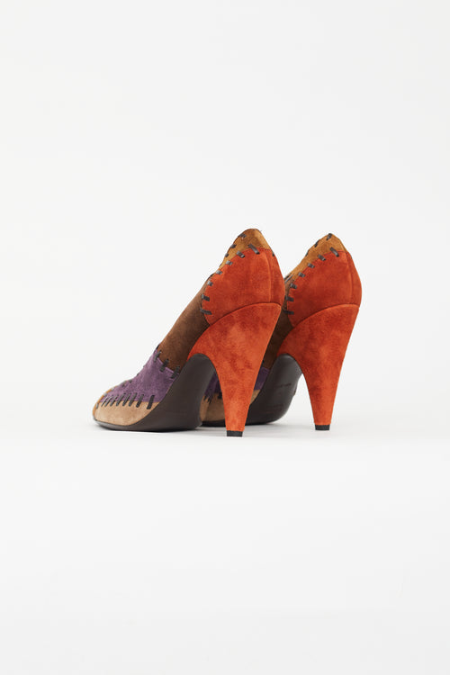 Miu Miu Brown & Multi Suede Patchwork Pump