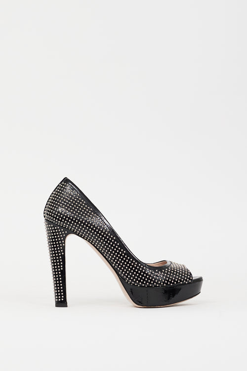 Miu Miu Black & Silver Studded Platform Pump