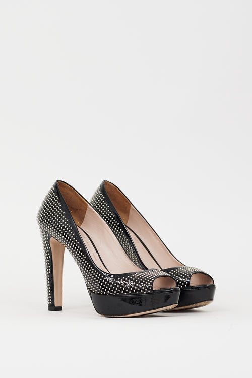 Miu Miu Black & Silver Studded Platform Pump