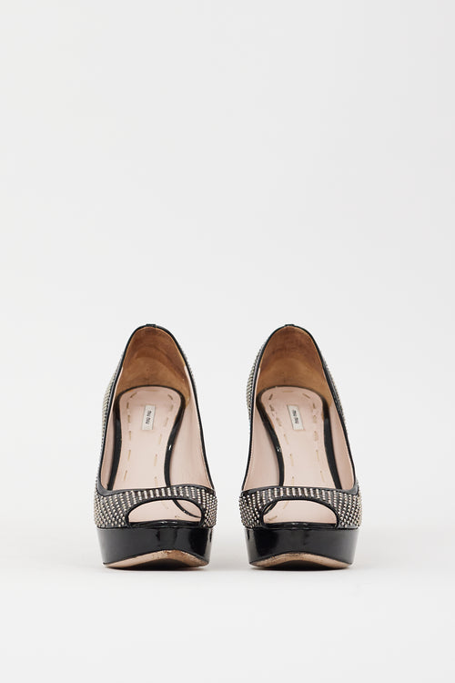 Miu Miu Black & Silver Studded Platform Pump