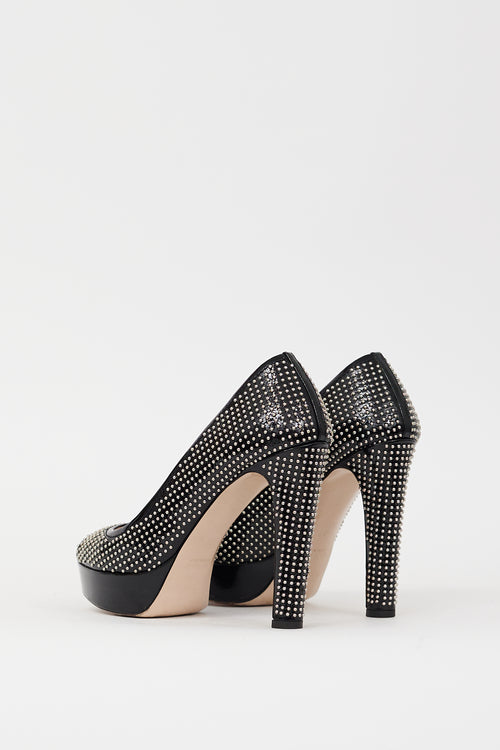 Miu Miu Black & Silver Studded Platform Pump