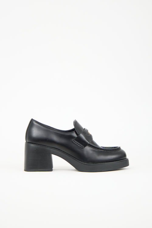 Miu Miu Leather Penny Heeled Loafer