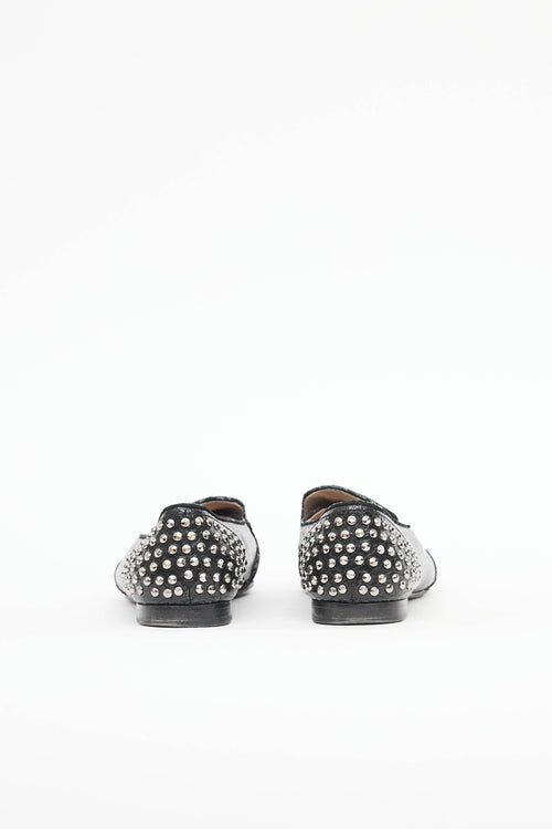 Miu MiuCracked Leather Studded Loafer