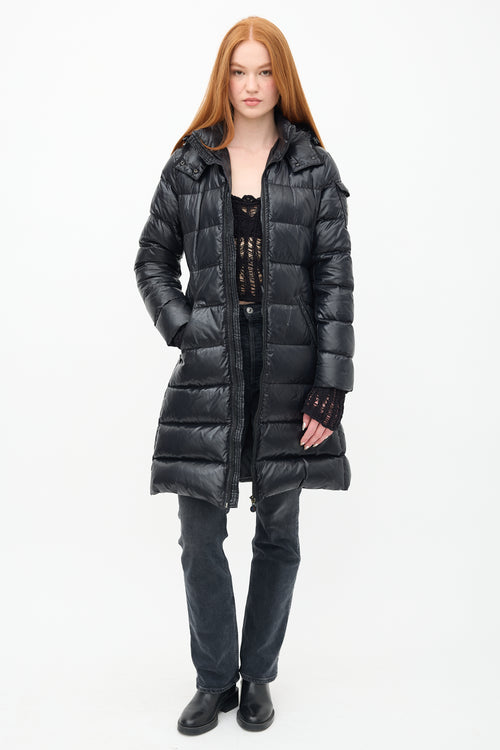 Moncler Black Down & Nylon Moka Puffer Coat