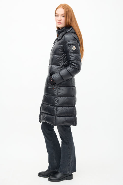 Moncler Black Down & Nylon Moka Puffer Coat
