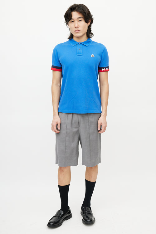 Moncler Blue & Multicolour Striped Polo