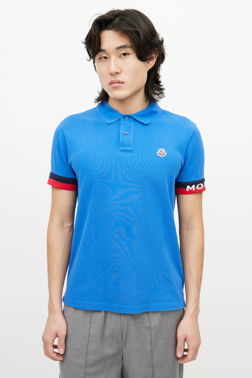 Moncler Blue & Multicolour Striped Polo