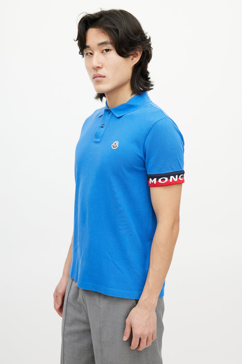 Moncler Blue & Multicolour Striped Polo