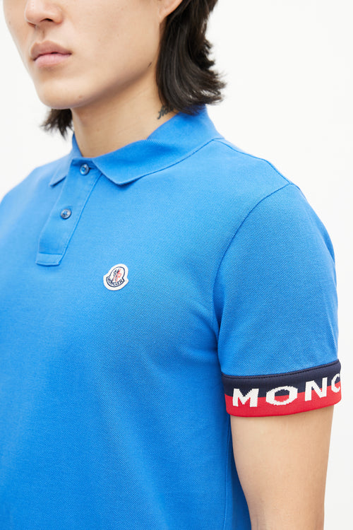 Moncler Blue & Multicolour Striped Polo