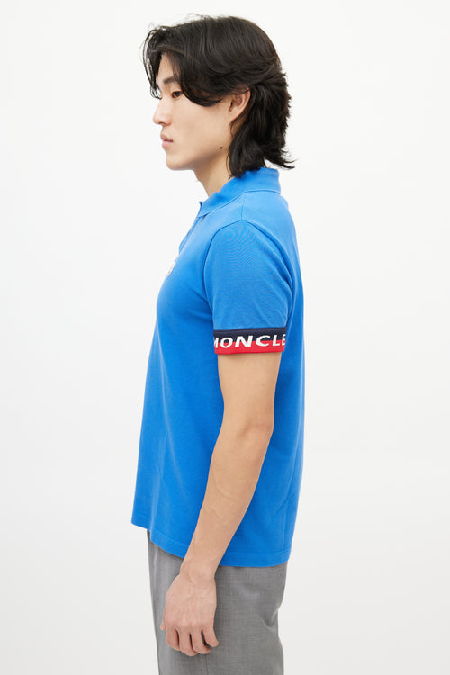 Moncler Blue & Multicolour Striped Polo