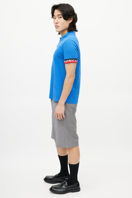 Moncler Blue & Multicolour Striped Polo