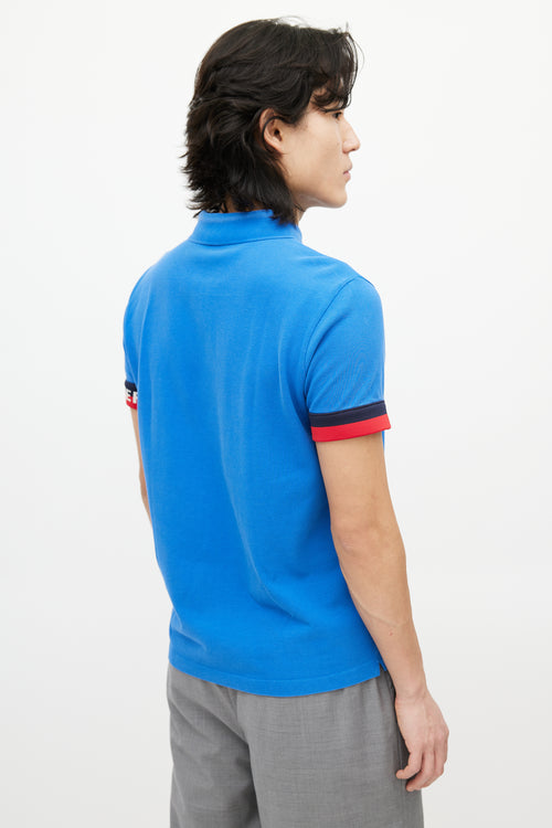 Moncler Blue & Multicolour Striped Polo