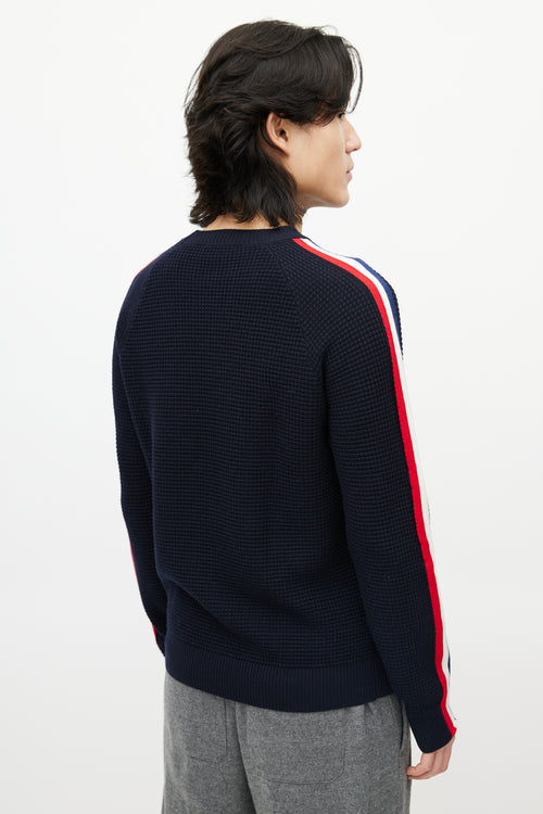 Moncler Blue & Multicolour Wool Striped Knit Sweater