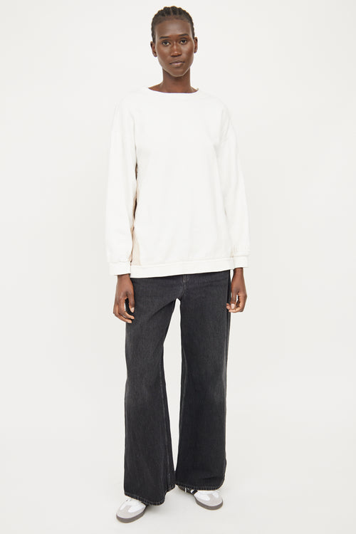 Moncler White & Beige Crewneck Top