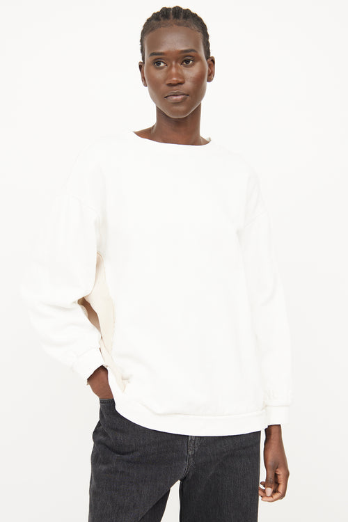 Moncler White & Beige Crewneck Top