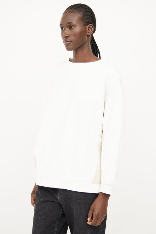 Moncler White & Beige Crewneck Top