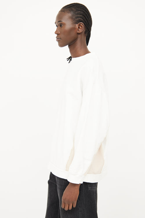 Moncler White & Beige Crewneck Top
