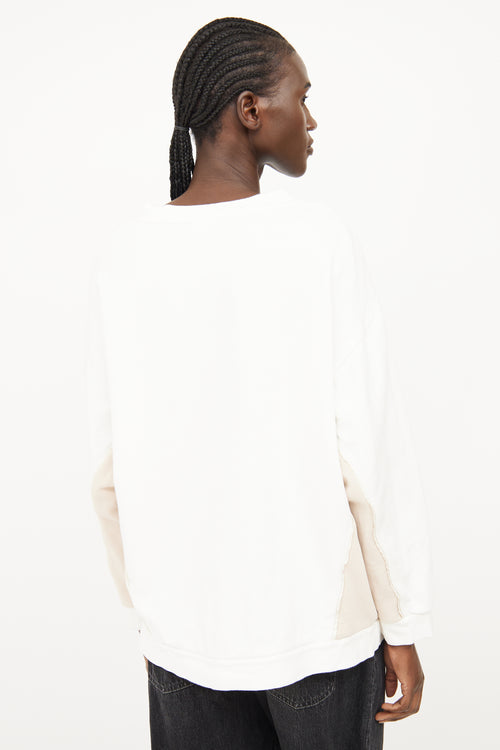 Moncler White & Beige Crewneck Top