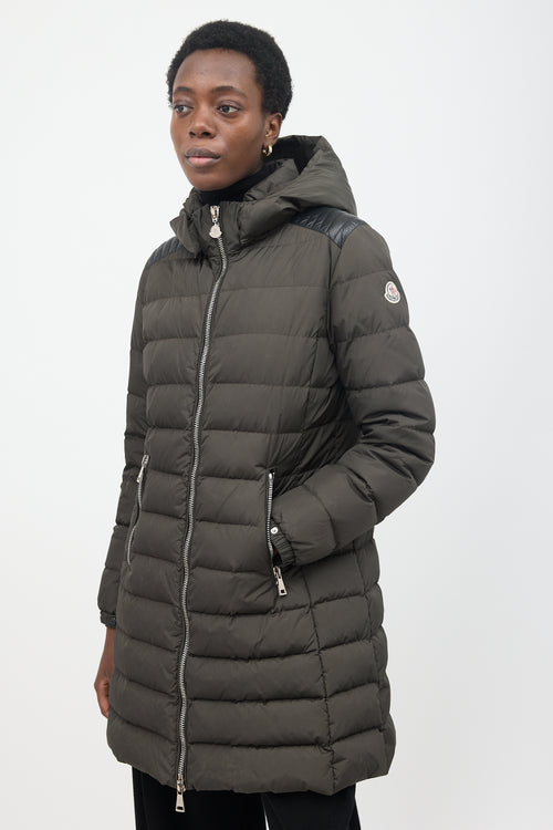 Moncler Down Talev Leather Trimmed Coat
