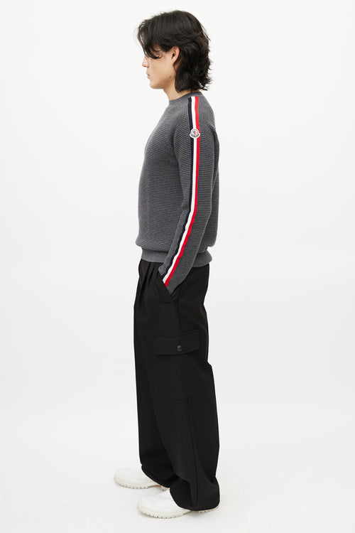 Moncler Grey & Multicolour Wool Striped Knit Sweater