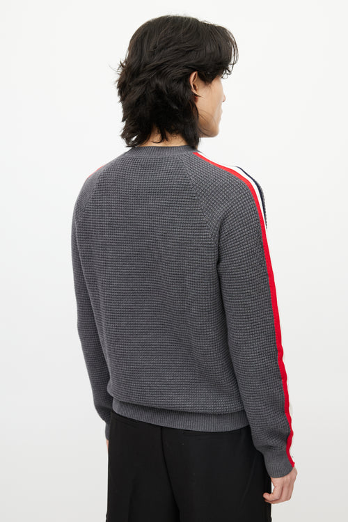 Moncler Grey & Multicolour Wool Striped Knit Sweater